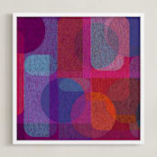 "Scandinavian Modern Revisit" - Art Print in Electric Crimson by Lisa Sundin - Framed