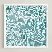 "Be. Here. Now." - Art Print in Ocean Blue by Ria Sharon - Framed