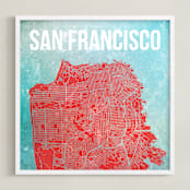 "Map of San Francisco" - Art Print in SoMa by Alex Elko Design - Framed