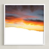 "Skyscape - Kapiti Island" - Art Print in Dusky Sun by Justine Elliott - Framed