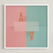 "diving into tables" - Art Print in Pink Blue by Jacob Loafman - Framed
