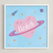 "Planet Heart" - Personalized Art Print in Cotton Candy by Heather Schertzer - Framed