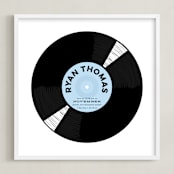 "For the Record" - Personalized Art Print in Baby Blue by Baumbirdy - Framed