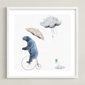 "That's one fast bike, said the Cloud" - Art Print in Polar Bear Blue by Maja Cunningham - Framed