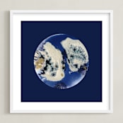 "Moon Landing" - Art Print in Navy Blue by Hi Adelaide - Framed