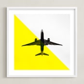 "Flyby" - Art Print in Yellow by Heather Deffense - Framed