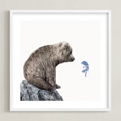 "Blue Fish Wish" - Art Print in Blue Fish by Maja Cunningham - Framed