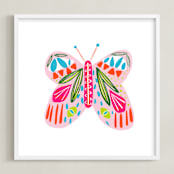 "A Butterfly" - Art Print in Cotton Candy PInk by Lauren Semmer - Framed