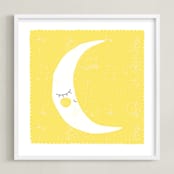 "Sleepy Moon" - Art Print in Lunar by Angela Thompson - Framed