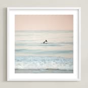 "Waving Good Morning" - Art Print in Ocean Blue by Shannon Howard - Framed