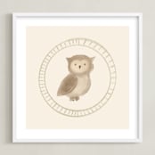 "Woodland Animal Frame - Owl" - Art Print in Cream by Creo Study - Framed
