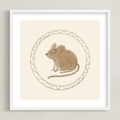 "Woodland Animal Frame - Mouse" - Art Print in Cream by Creo Study - Framed