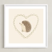 "Woodland Animal Frame - Hedgehog" - Art Print in Cream by Creo Study - Framed