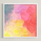 "Hot Hues" - Art Print in Hot Coral by 2birdstone - Framed