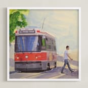 "Spadina Streetcar" - Art Print in Cerulean Blue by Annie Seaton - Framed