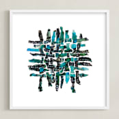 "Cellwalk" - Art Print in Blue green by Becky Kisabeth Gibbs - Framed
