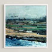 "Boundary Water" - Art Print in dark blue by Hadas Tal - Framed