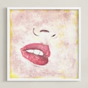 "Kiss Me on the Lips" - Art Print in Blushing Rose by Marta Berk - Framed
