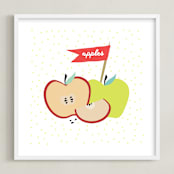 "Farmer's Market Apples" - Art Print in apple red by Kate Capone - Framed