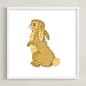 "Golden Rabbit" - Art Print in Golden by Snow and Ivy - Framed