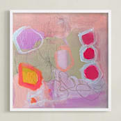 "Sherbet Flowers II" - Art Print in Pink Lemonade by Nicole Simms - Framed