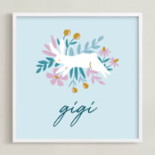 "Bunny Bye" - Personalized Art Print in Candy by Tishya Oedit - Framed