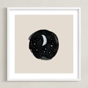 "Little Moon" - Art Print in Cream by Nancy Noreth - Framed