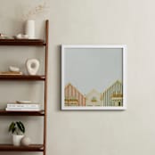 "Striped houses" - Art Print in Gray Blue by Lena Erysheva - In a Room