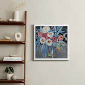 "Peonies by the night" - Art Print in Midnight Blue by FARIDA ZAMAN - In a Room