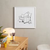 "Pooh Lounging | Winnie The Pooh" - Art Print in White by Stefanie Lane - In a Room