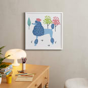 "Parisian Poodle" - Art Print in Parisian Blue by Ali Macdonald - In a Room