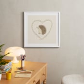 "Woodland Animal Frame - Hedgehog" - Art Print in Cream by Creo Study - In a Room