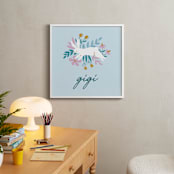 "Bunny Bye" - Personalized Art Print in Candy by Tishya Oedit - In a Room