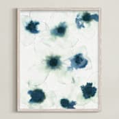 "Diaphanous Petals in Blue" - Art Print in Warm Navy by Kara Kosaka - Framed