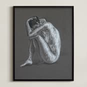 "Round" - Art Print in Charcoal Gray by Anne Morrison - Framed
