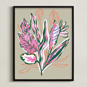 "Radiant Growth Tropical Botanical" - Art Print in Growing Green by Nikkita Cohoon - Framed