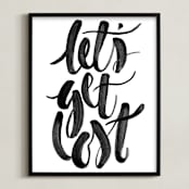 "Let's Get Lost" - Art Print in Painted Black by Sam Dubeau - Framed