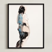 "Into the Distance" - Art Print in Aqua by Linda Mucha Karns - Framed