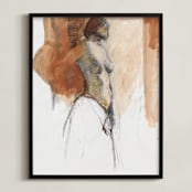"After the Bath II" - Art Print in burnt sienna by Patricia Robitaille - Framed