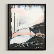 "Roaming" - Art Print in Ink and Pink by Jeannine Chanin Penn - Framed