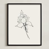 "Fuchsia 2 of 2 Diptych" - Art Print in off white / black by Miranda Mol - Framed