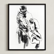 "Drawing 469 - Draped Figure" - Art Print in Bottom of Well Black by Derek overfield - Framed