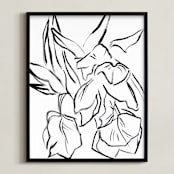 "Parrot Tulips" - Art Print in Black by Lynne Millar - Framed