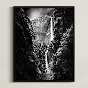 "Yosemite Falls I" - Art Print in Black and White by Matt Schriock - Framed
