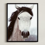 "Winter Horse" - Art Print in white by ALICIA BOCK - Framed