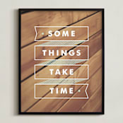 "Some Things Take Time" - Art Print in Light Aqua by Monica Tuazon - Framed