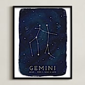 "Zodiac Constellation Gemini" - Personalized Art Print in Galaxy by Ashley Presutti Beasley - Framed