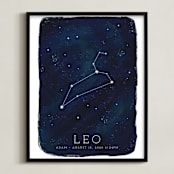 "Zodiac Constellation Leo" - Personalized Art Print in Galaxy by Ashley Presutti Beasley - Framed