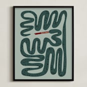 "Squiggly Snake" - Personalized Art Print in Cactus by Jenna Holcomb - Framed