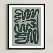 "Squiggly Snake" - Art Print in Cactus by Jenna Holcomb - Framed